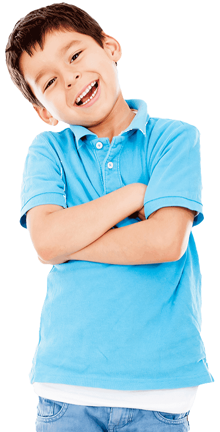 Child smiling after an eye exam