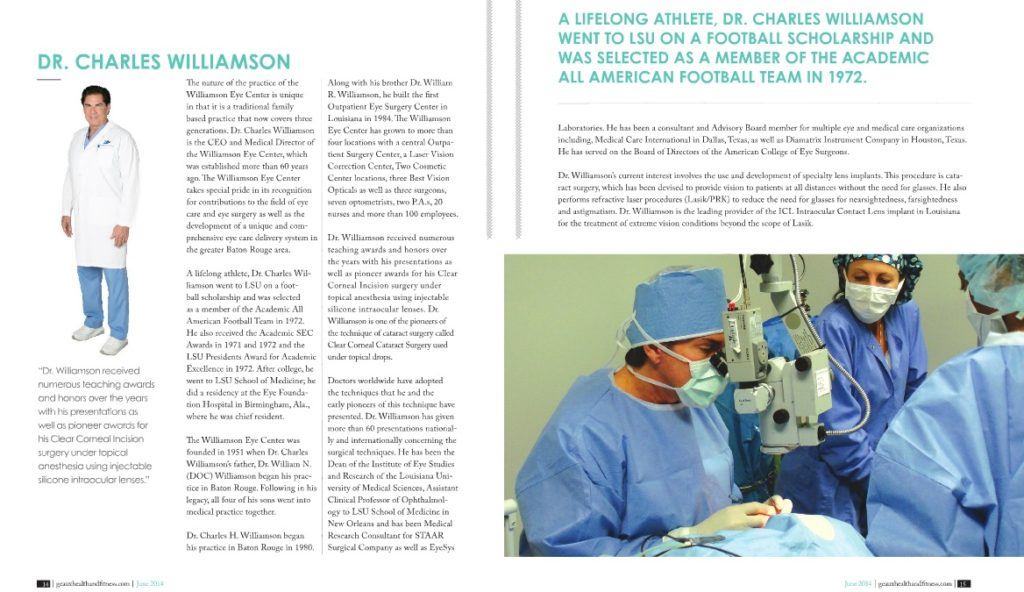 Profile and article from Geaux Magazine talking about Dr. Charles Williamson.