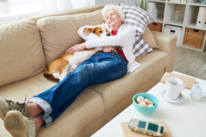 woman with dog