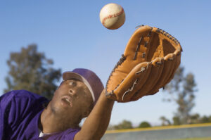 Man catching baseball